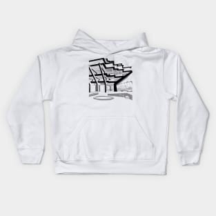 geisel library architecture in brutalism landscape art sketch Kids Hoodie